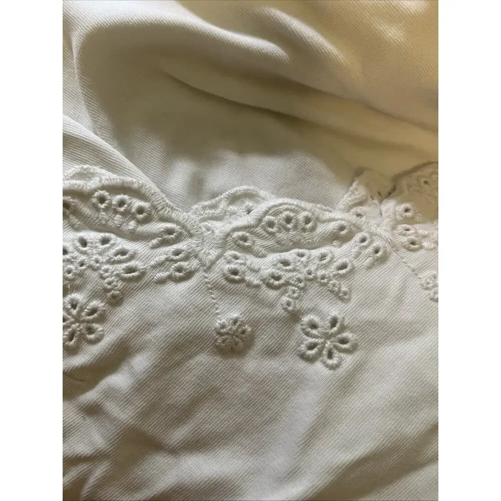 J Crew White Eyelet Trim Dress Sz S Beachy‎ Graduation Bridal Coastal Summer